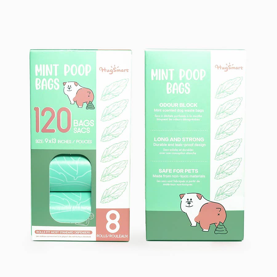 HugSmart Pet - Mint Poop Bags
8 Rolls | 120 Bags