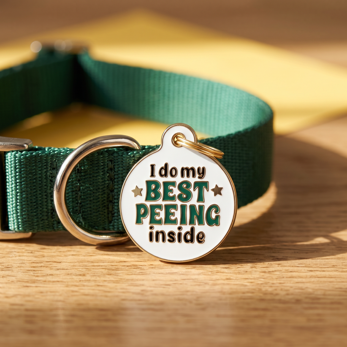 Funny Dog Tag Charm & Pet ID - I Do my Best Peeing Inside