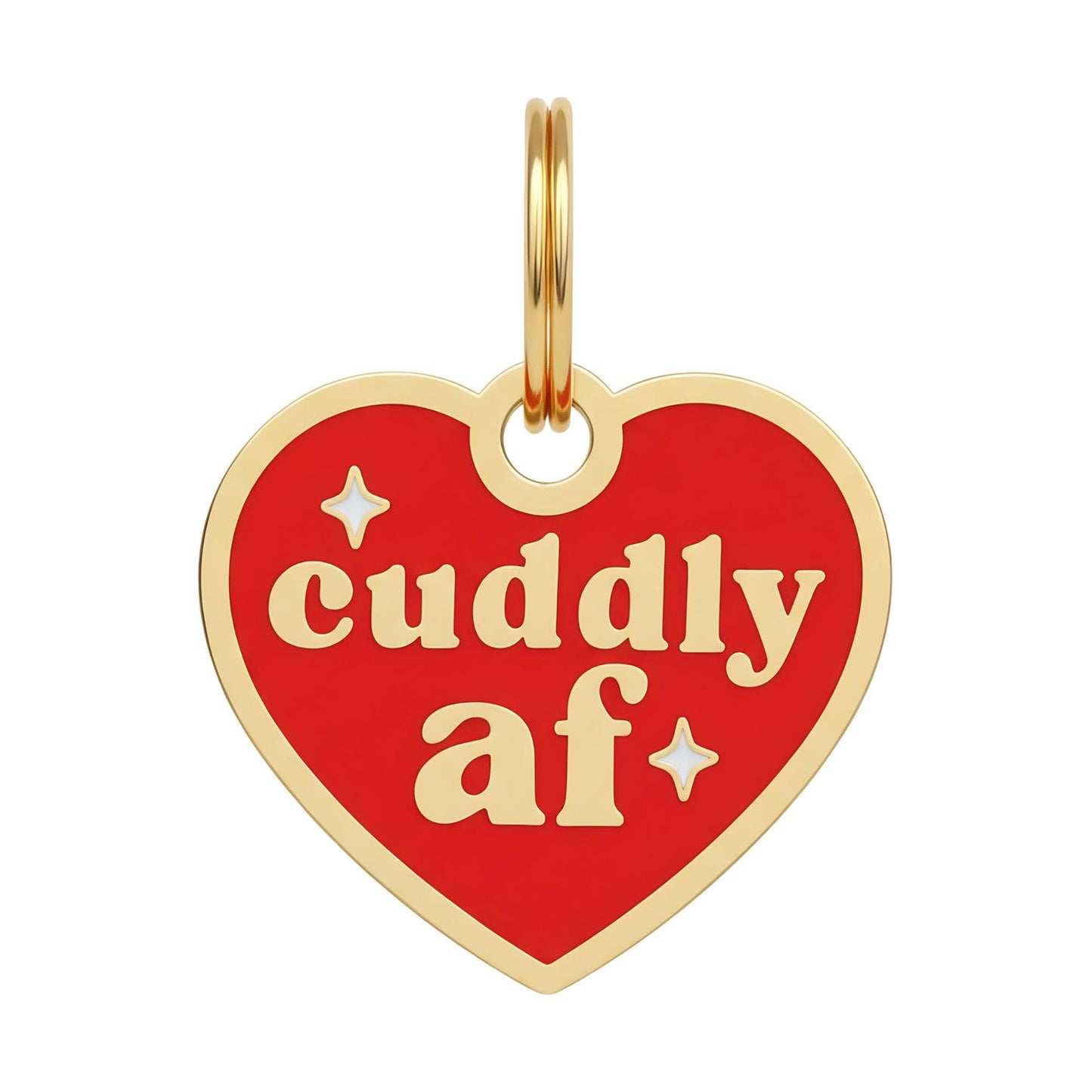 Gold Enamel Dog Tag w/ Scannable ID - Cuddly AF Charm