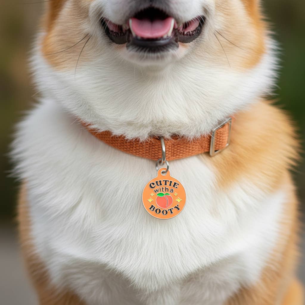 Enamel Dog Tag with Scannable Pet ID - Cutie with a Booty