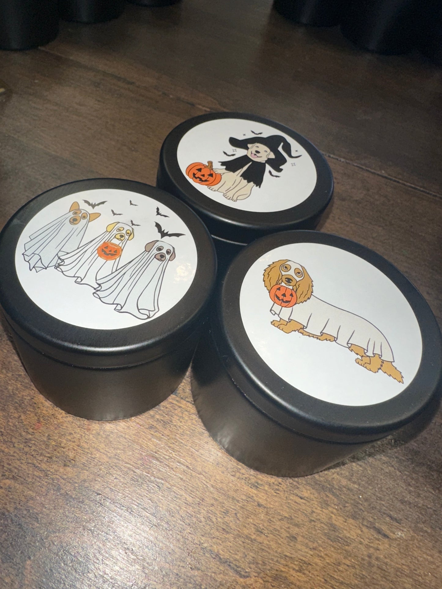 Halloween Dog 4 oz Mini Tin Candle - Pumpkin