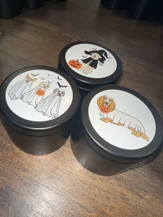Halloween Dog 4 oz Mini Tin Candle - Pumpkin