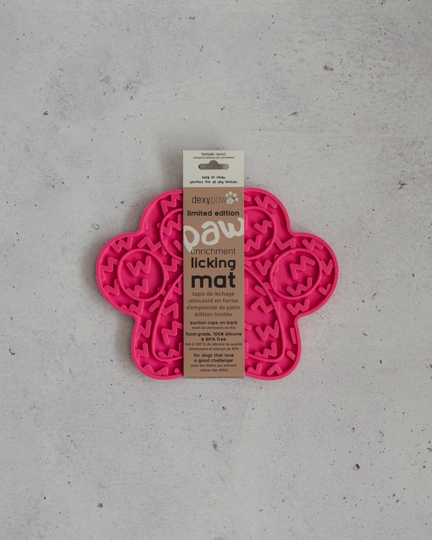 Hot Pink Paw Print Enrichment Lick Mat
