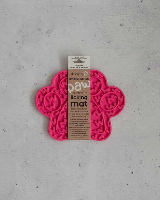 Hot Pink Paw Print Enrichment Lick Mat