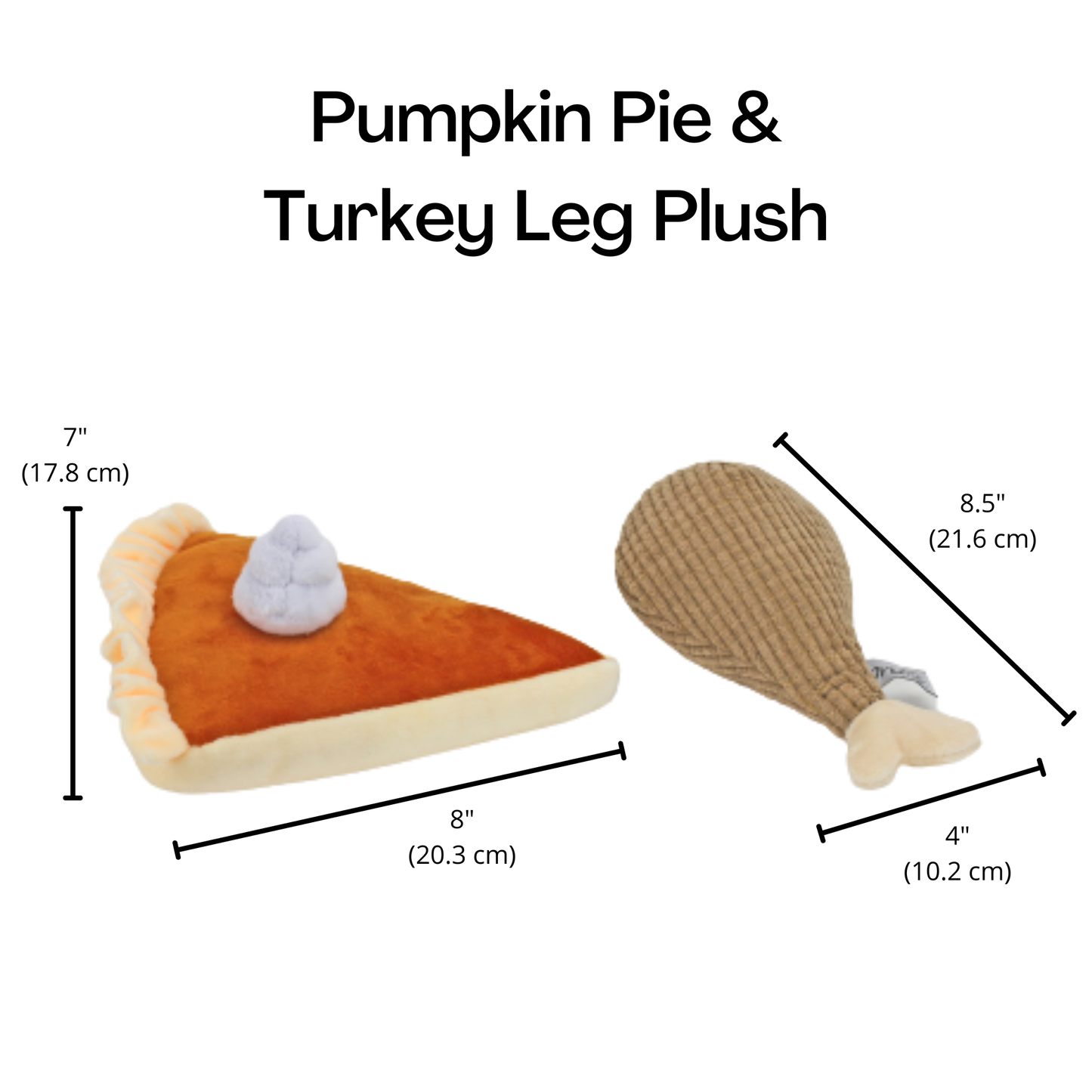 Midlee Thanksgiving Pumpkin Pie and Turkey Leg Plush Dog Toy