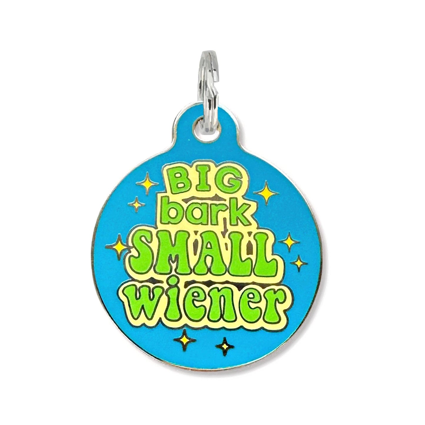 Funny Dog ID Tag Scannable QR Code - Big Bark Small Wiener
