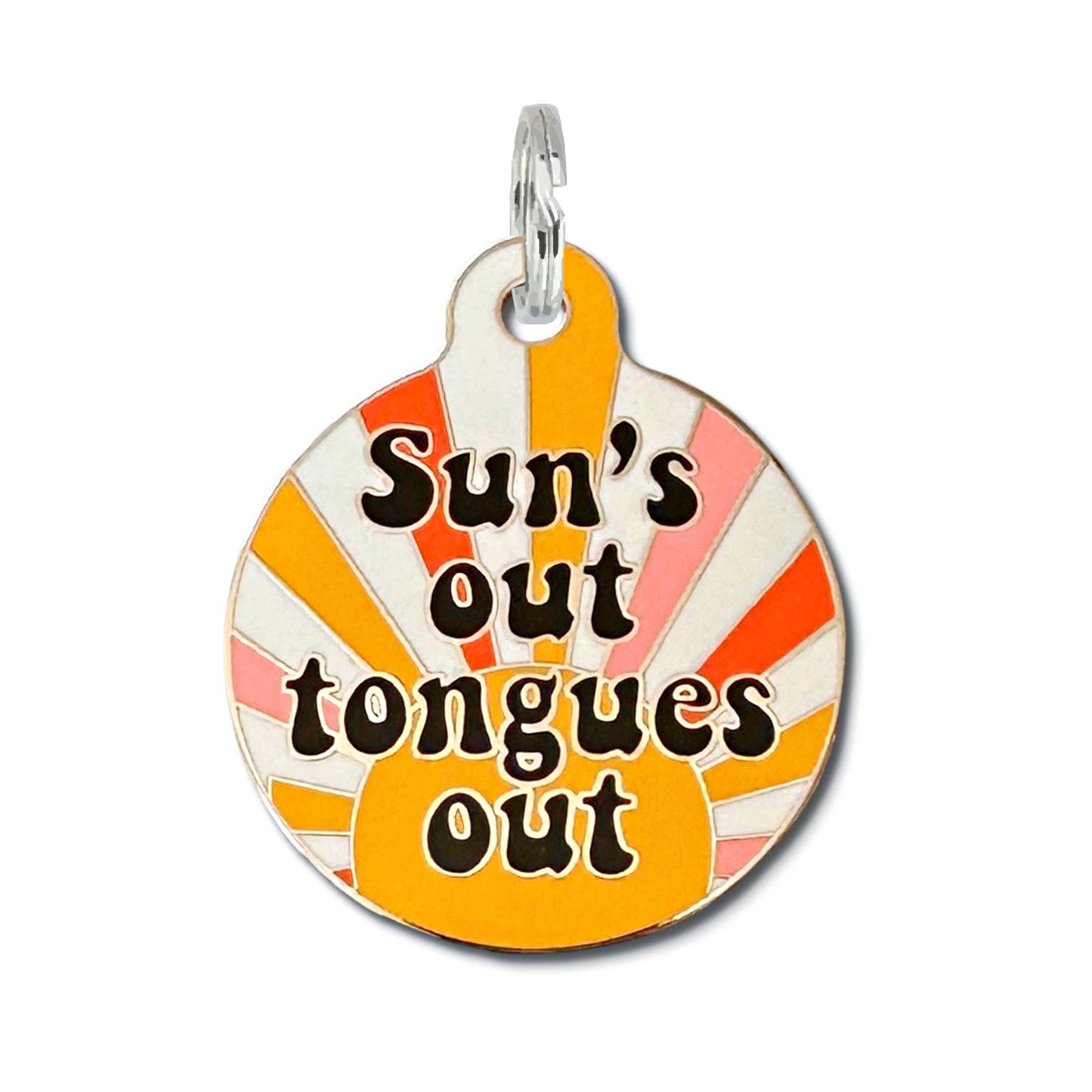 Dog Tag Collar Charm - Suns Out Tongues Out - QR Code