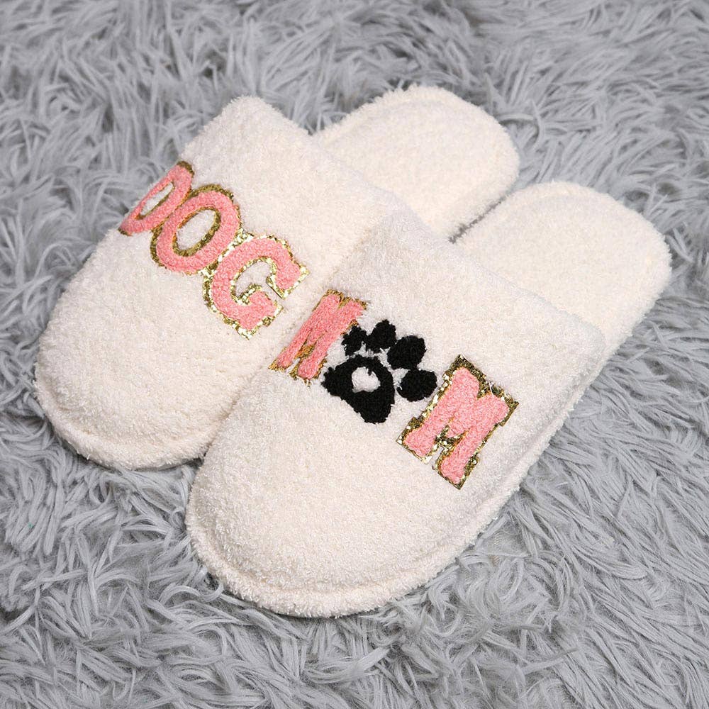 Dog Mom Message Soft Indoor Slippers