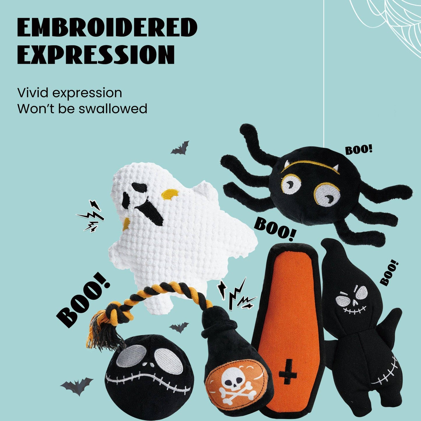 Nocciola 6 PCS Halloween Dog Squeaky Toys for Aggressive chewers