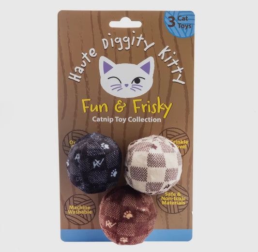 Kitty Vuiton Balls (Checker) Catnip Toys
