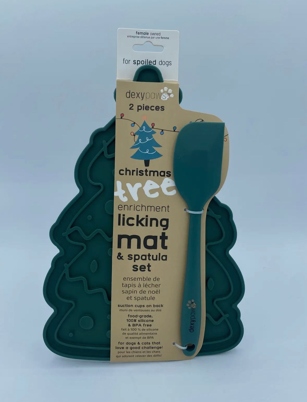 Christmas Tree Enrichment Lick Mat with Silicone Spatula