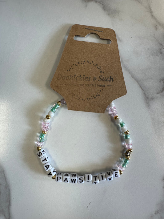 Stay Pawsitive Word Bracelet
