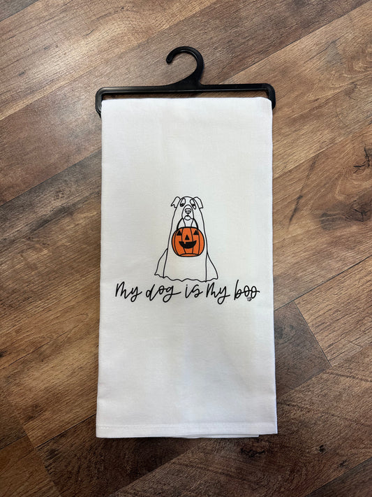 My Dog Is My Boo Flour Sack Halloween Towel