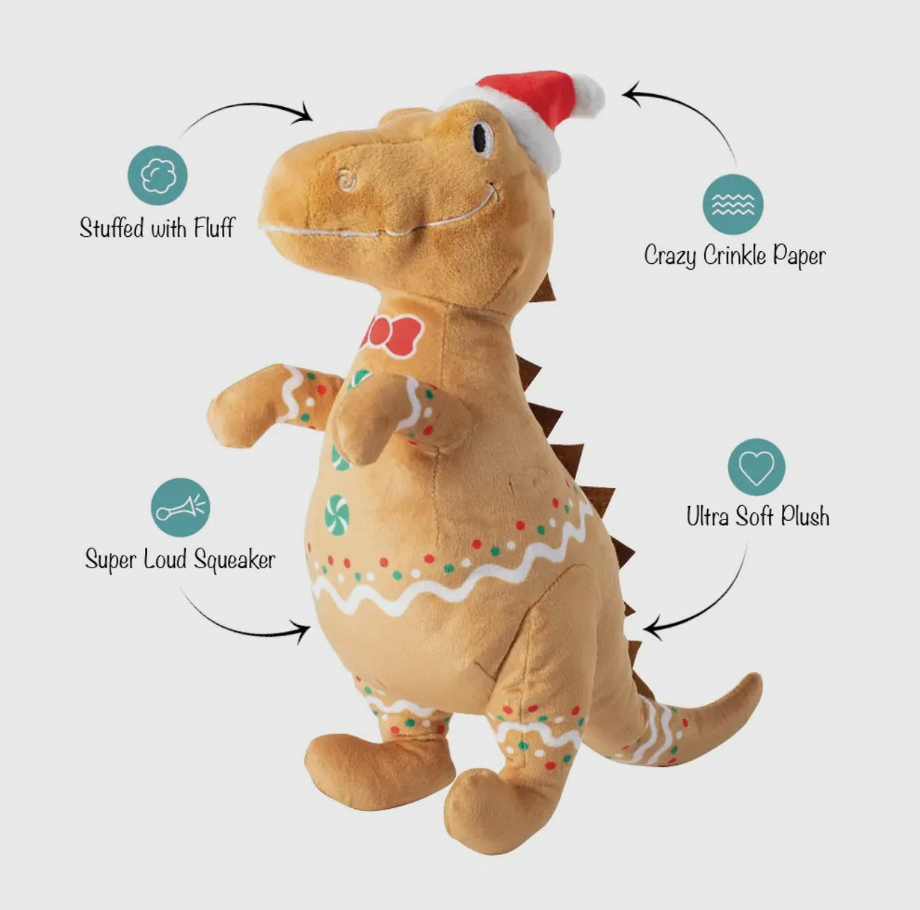 Cookie-Saurus Plush Dog Toy