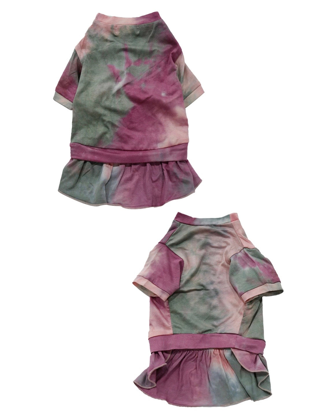 Hand Tie Dye Doggy Dress/Tee - Magenta/Sage