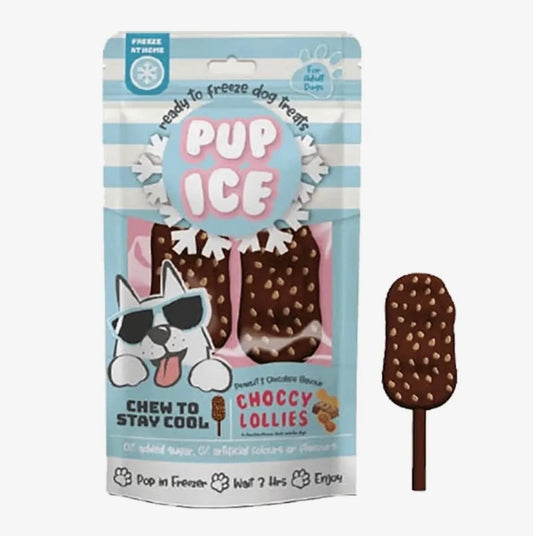 Pup Ice Choccy Lollies Peanut and Chocolate (Carob) 2pk