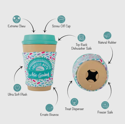 Coffee Gets Me Going Rubber Dog Toy