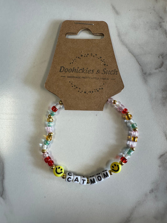 Cat Mom Word Bracelet
