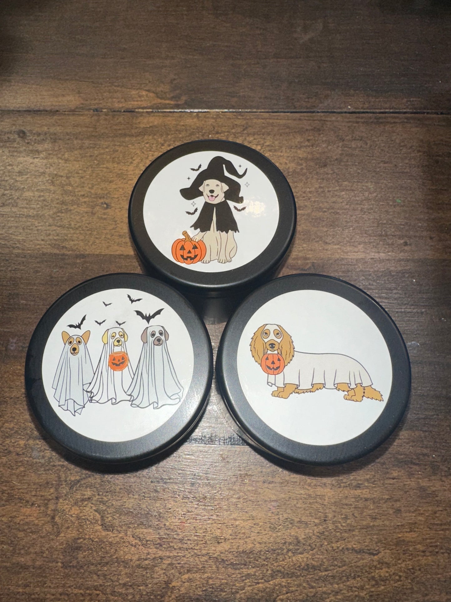 Halloween Dog 4 oz Mini Tin Candle - Pumpkin