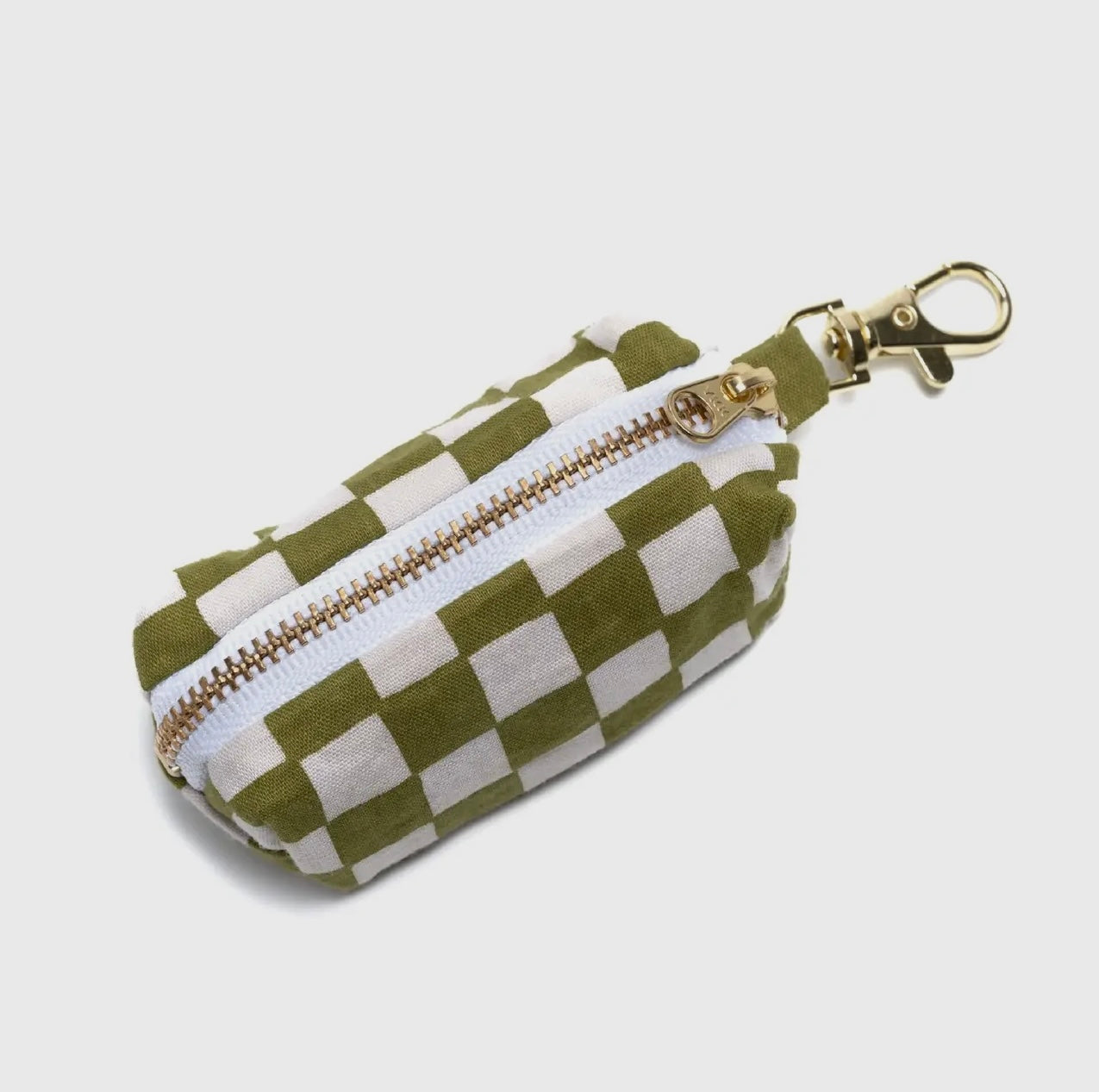 Green Checkered Poop Bag Holder