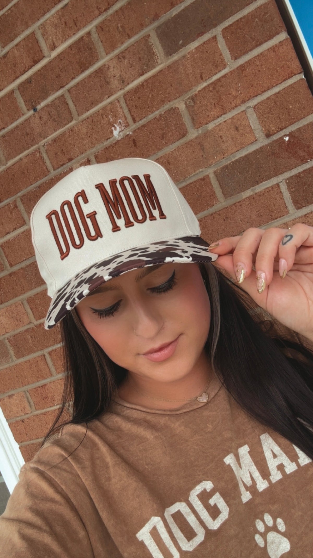 Dog Mom Cowprint Snapback