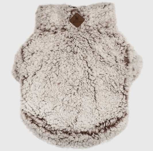 Wubby Fleece Quarter Zip Dog Pullover - Ivory