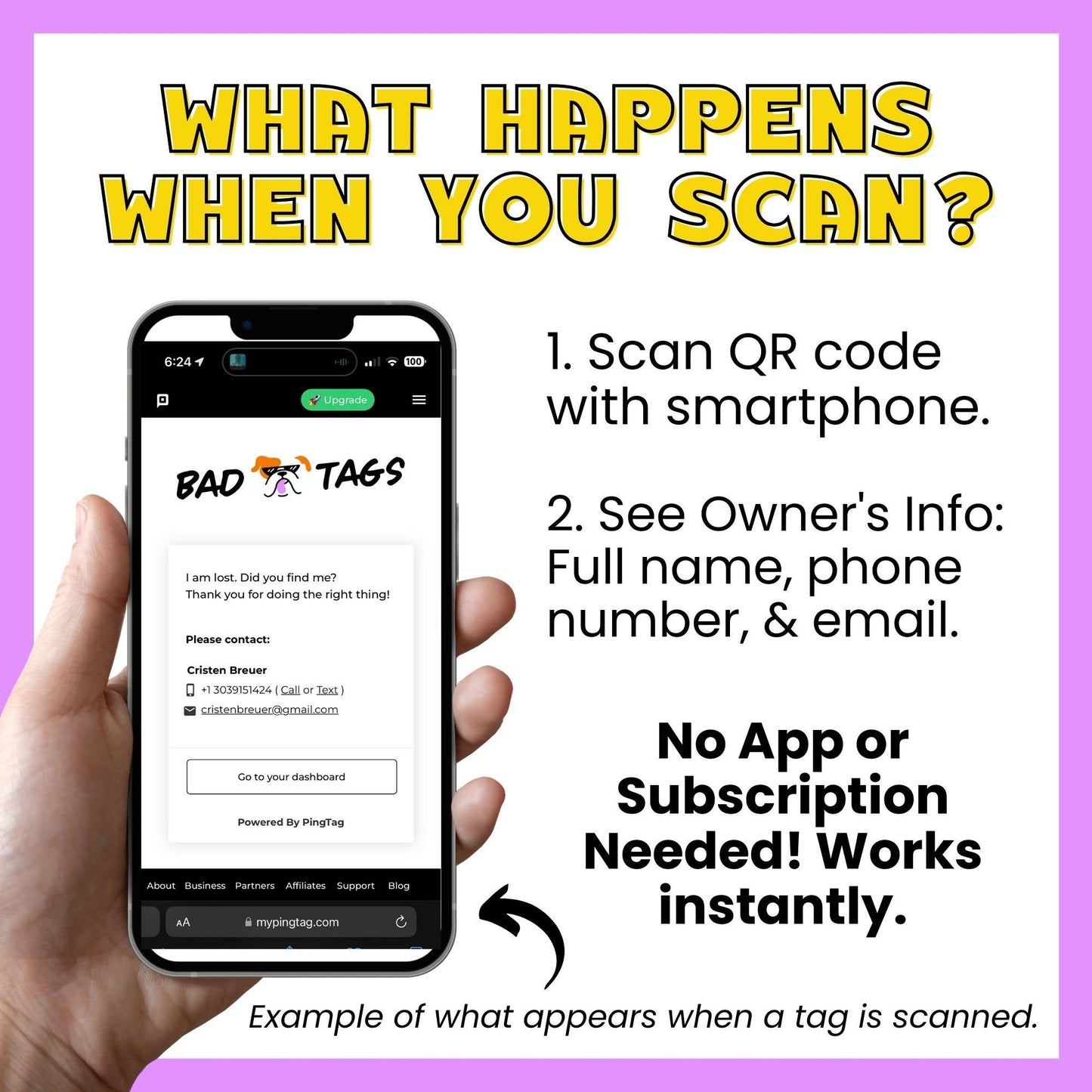 Dog Tag Collar Charm - Can't Control my Licker - QR Code