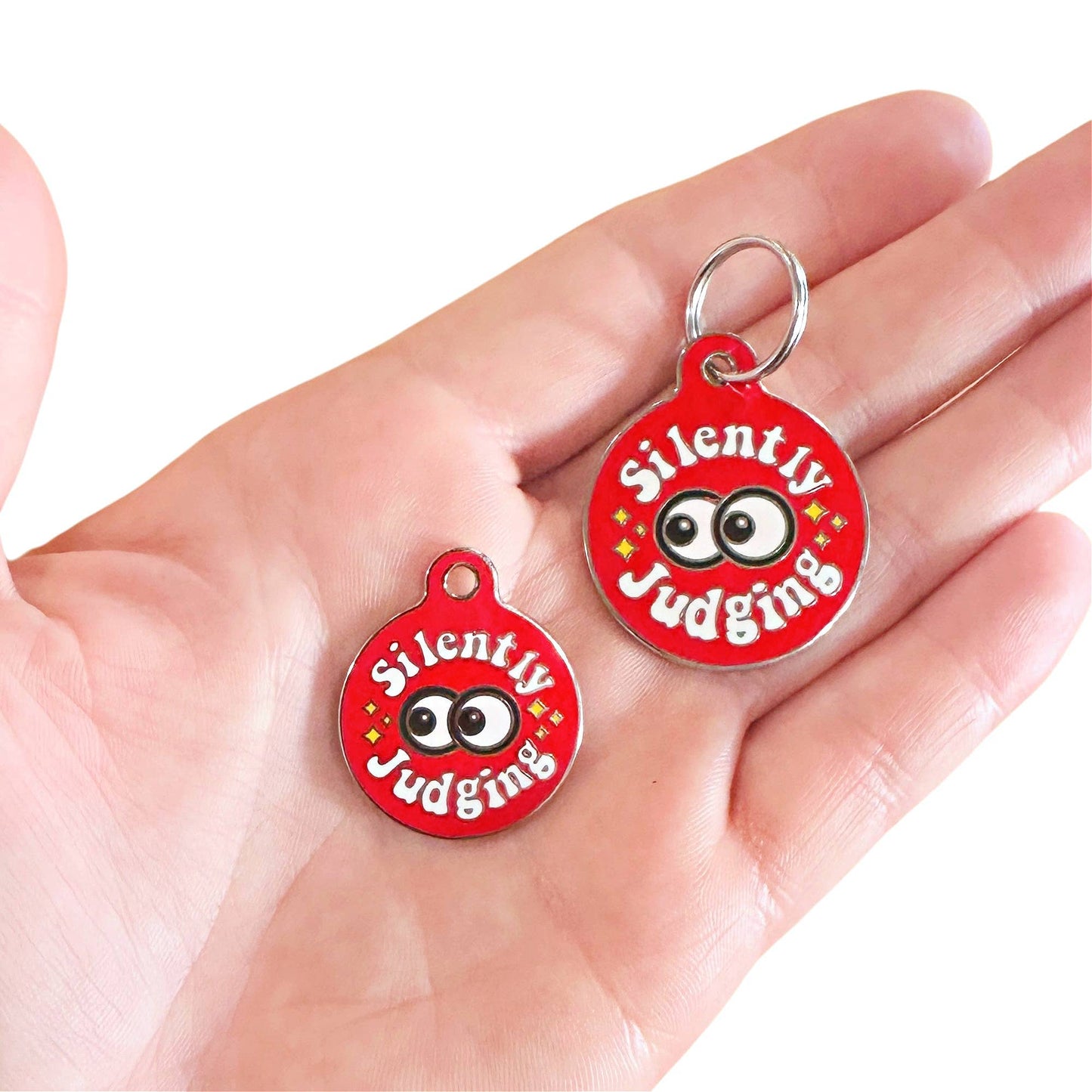 Dog Tag Collar Charm - Silently Judging - QR Code