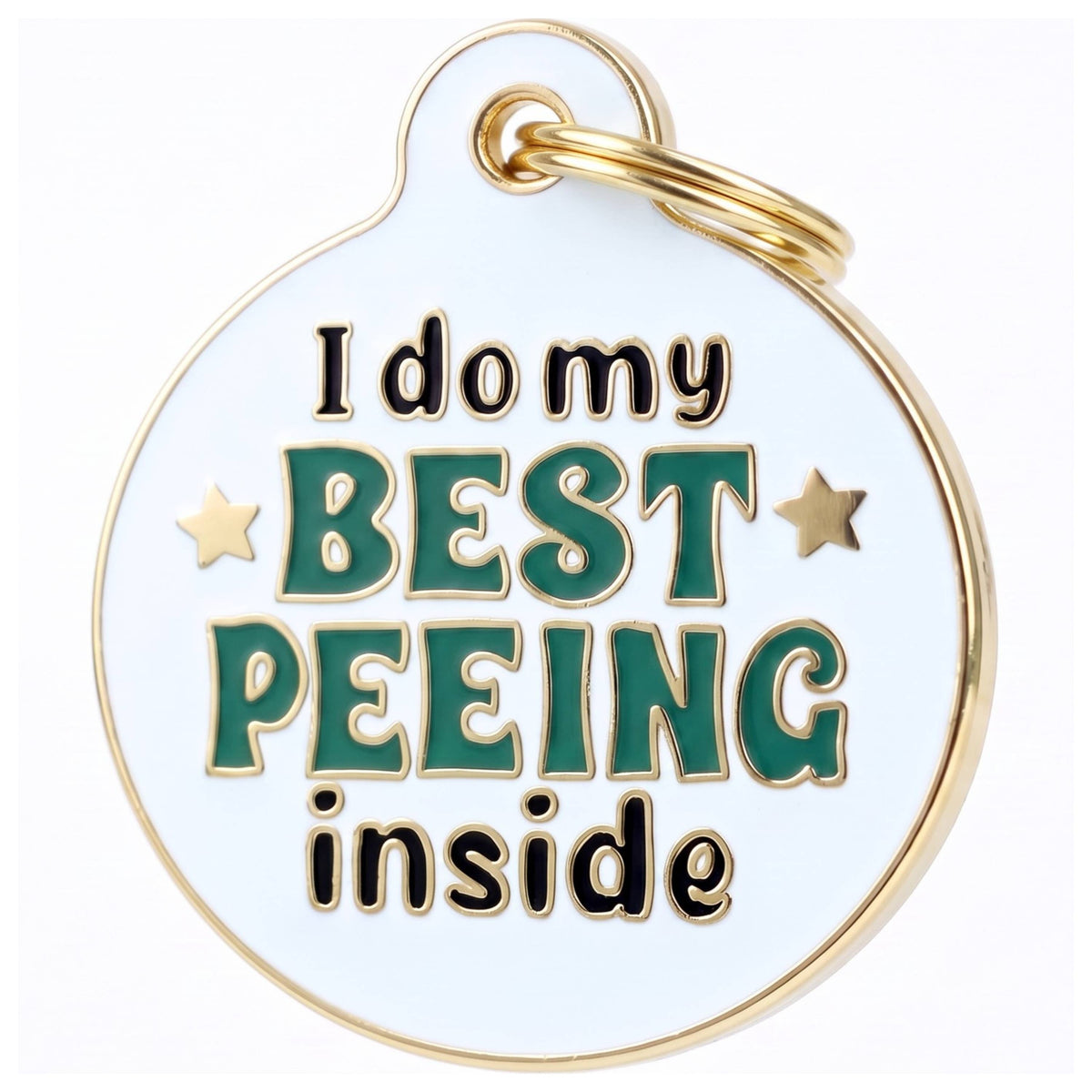 Funny Dog Tag Charm & Pet ID - I Do my Best Peeing Inside