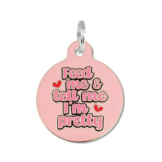 Cute Dog ID Tag w/ Personalized QR Code - Tell Me I'm Pretty