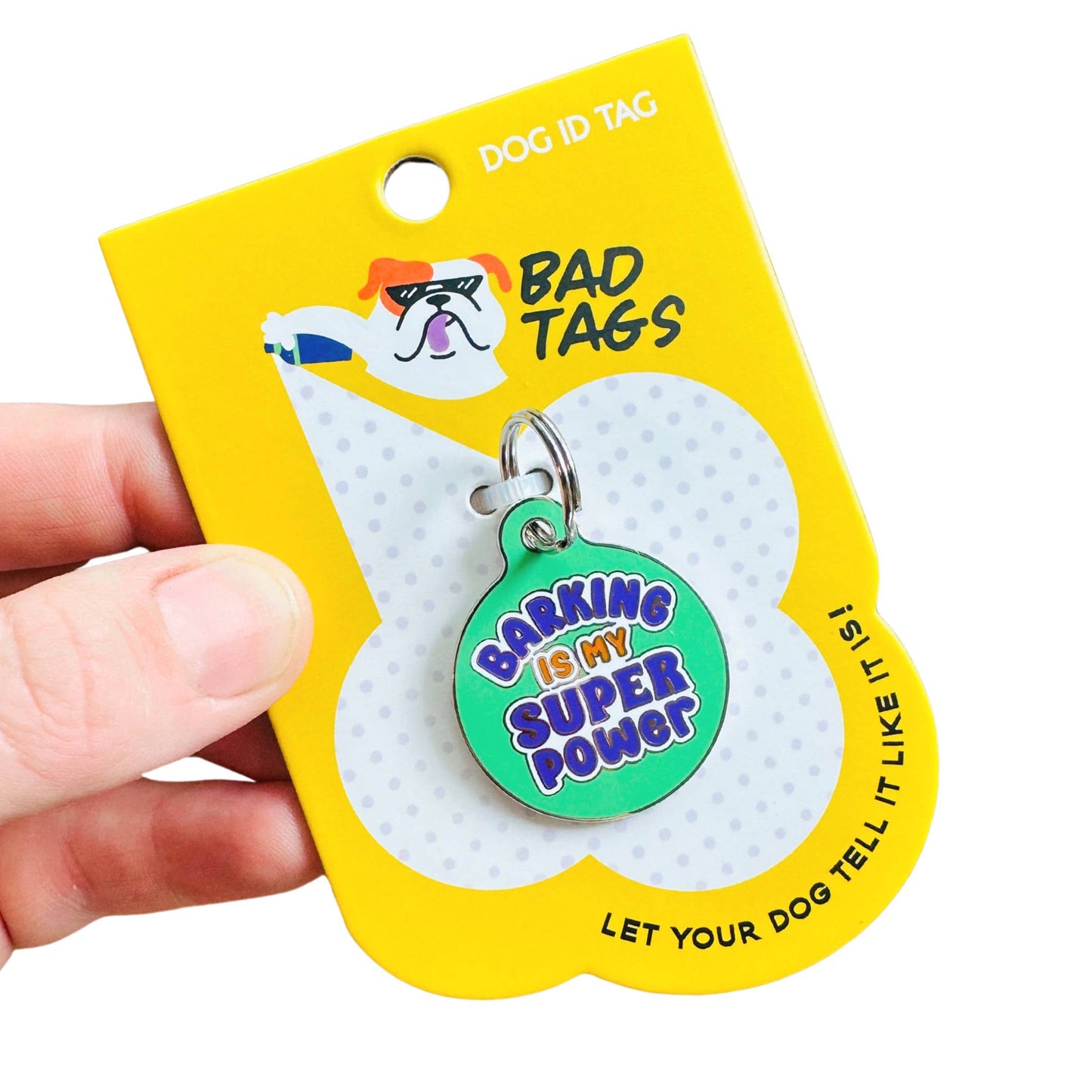 Dog Tag Collar Charm - Barking is My Super Power - QR Code