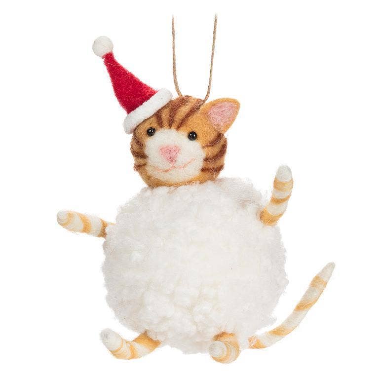 Cat with Hat in Snowball Ornament