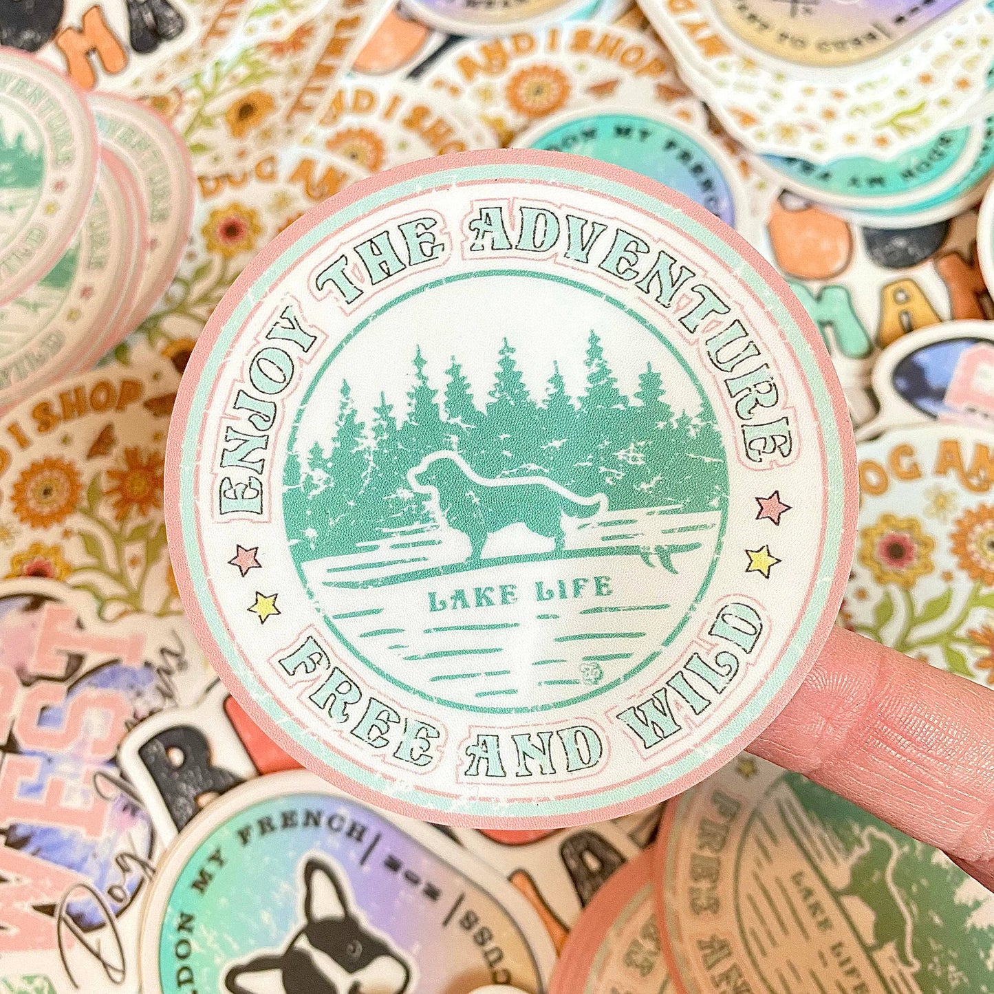 Lake Life Adventure Dog Sticker
