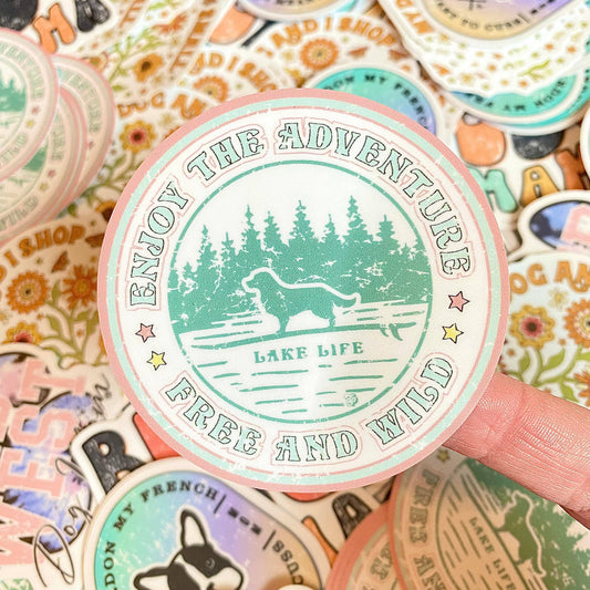 Lake Life Adventure Dog Sticker