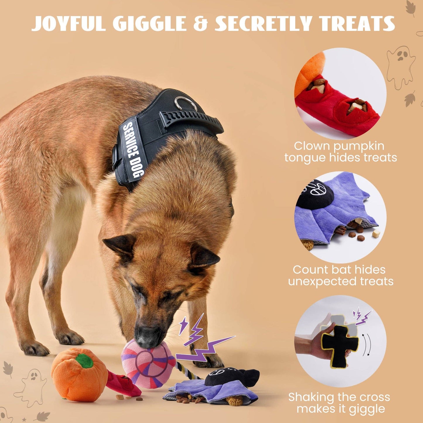 Nocciola 5 PCS Halloween Crinkle Dog Squeaky Toys