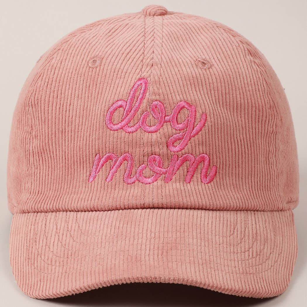 Pink Dog Mom Corduroy Baseball Cap