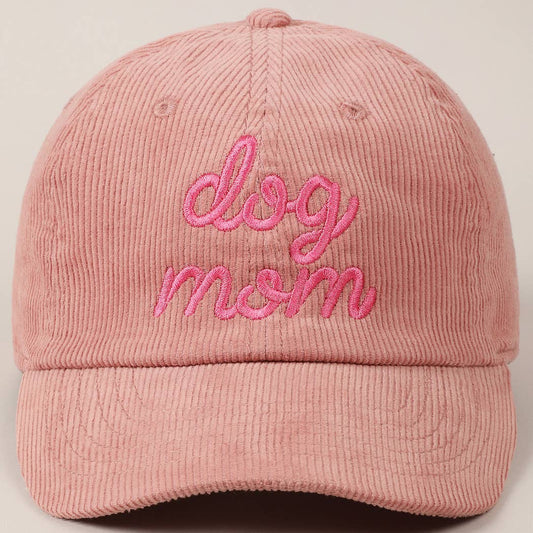 Pink Dog Mom Corduroy Baseball Cap