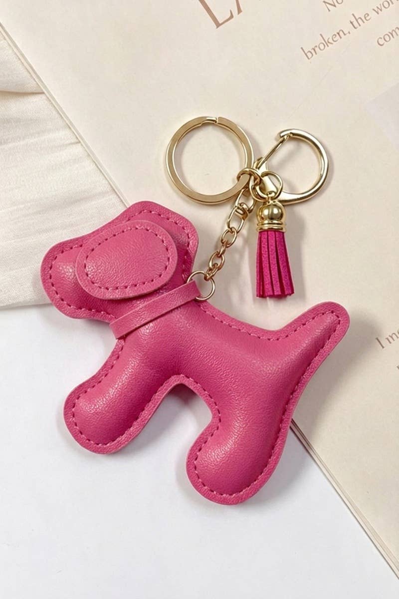 Vegan Leather Dog Bag Charm Keychain (Assorted)