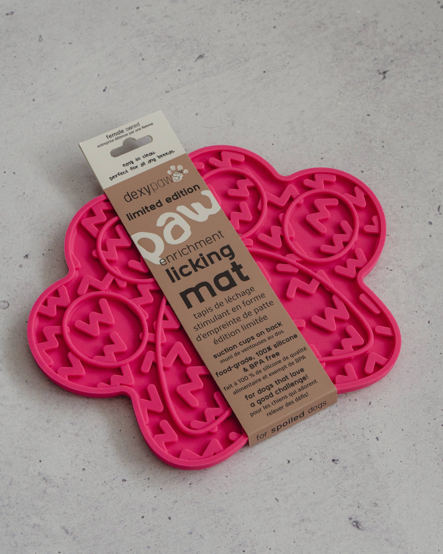 Hot Pink Paw Print Enrichment Lick Mat