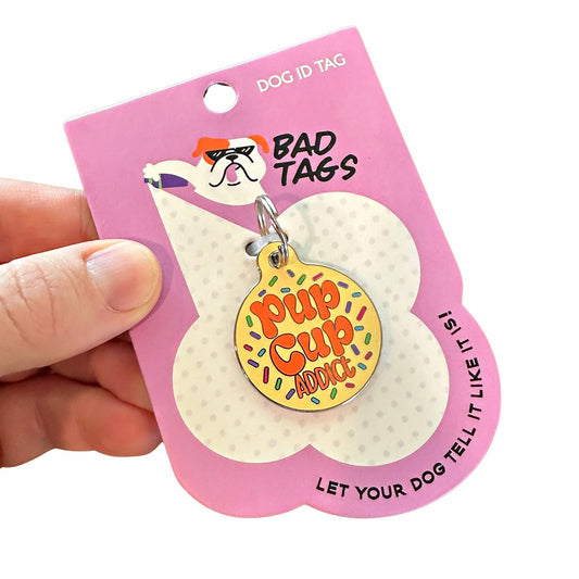 Dog ID Tag with Personalized QR Code - Pup Cup addict