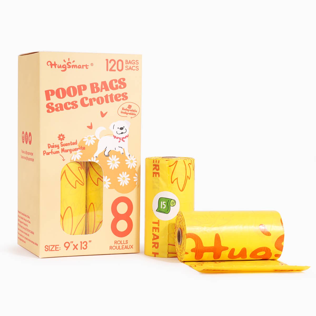 HugSmart Pet - Poop  Bag  | Daisy Poop Bags 8pack