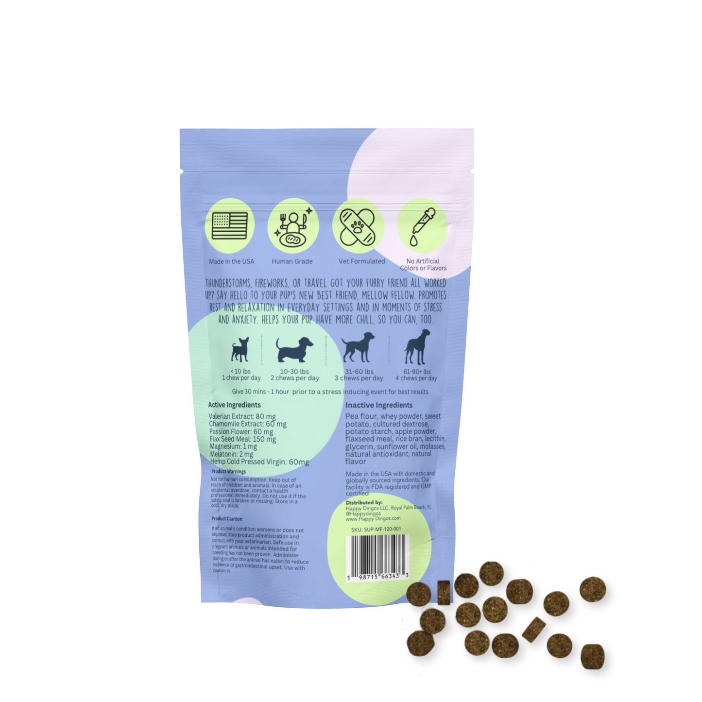 Mellow Fellow Calming Supplement for Dogs - Travel size