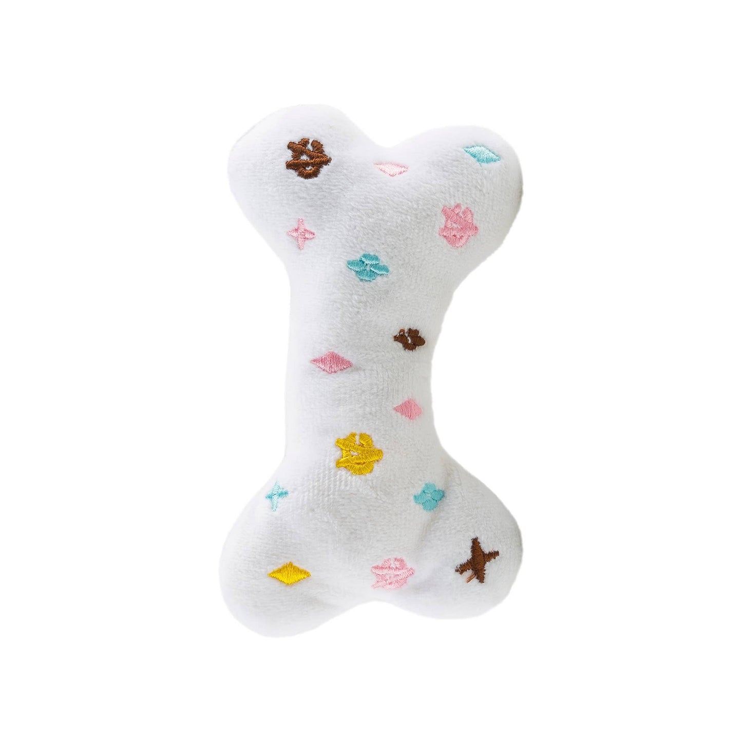 White Chewy Vuiton Bones Squeaker Dog Toy
