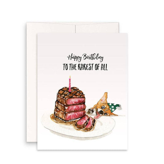 Rare Steak Corgi Dog - Funny Birthday Card