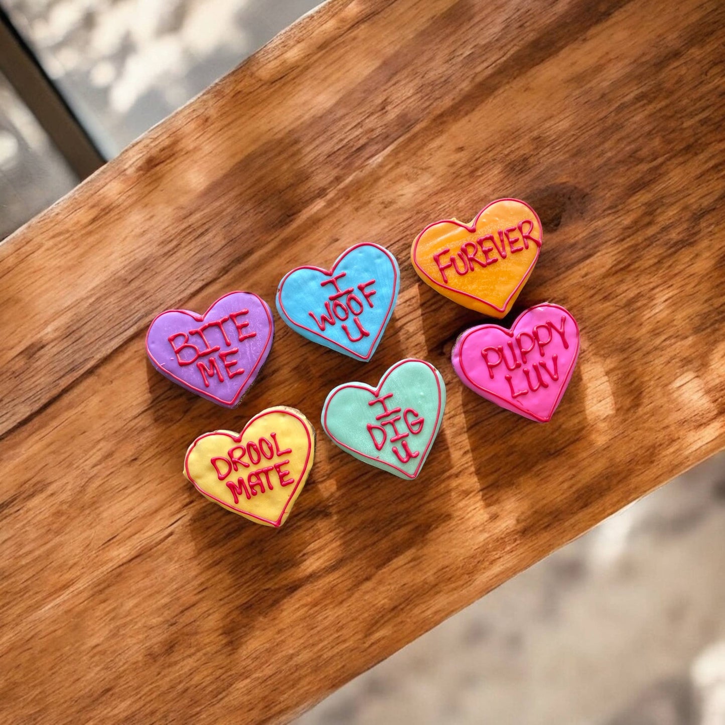 Large Conversation heart dog treats