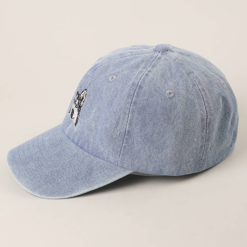 Siberian Husky Embroidered Denim Baseball Cap