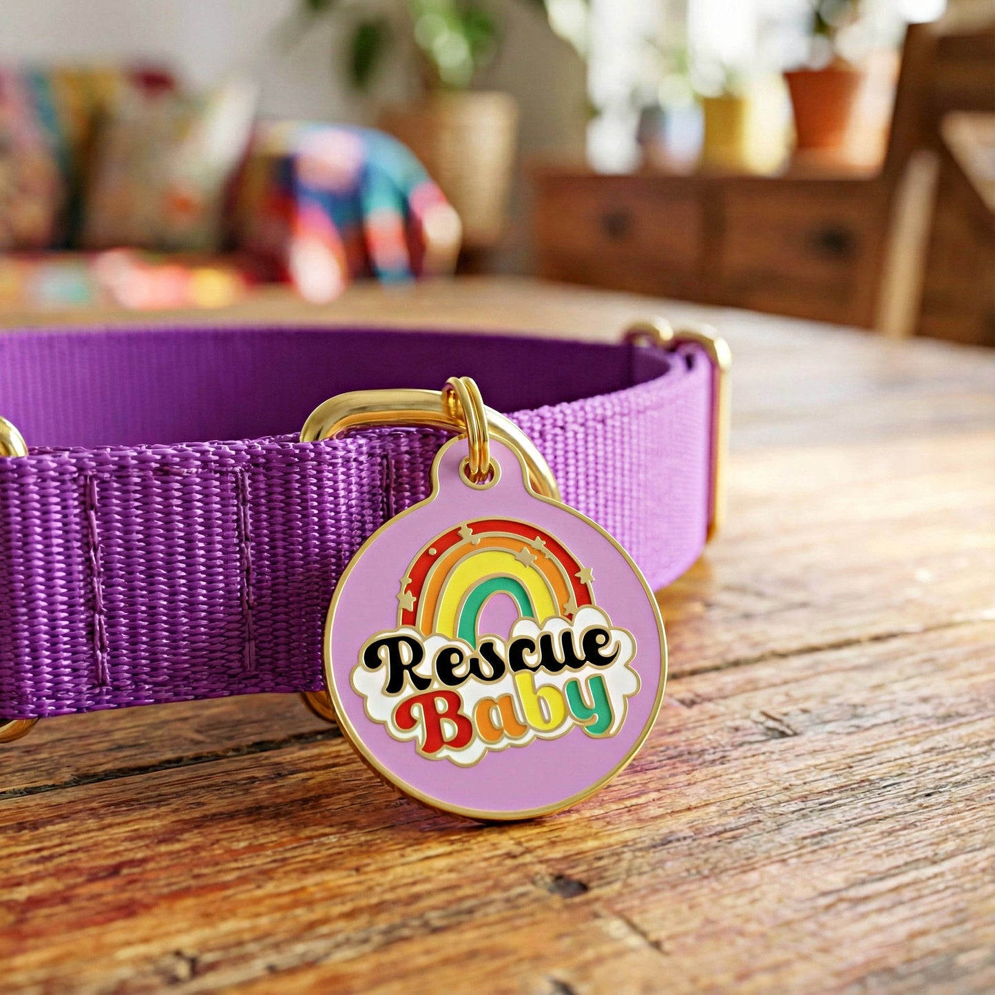 Pet ID Tag  - Rescue Baby *Purple - QR CODE