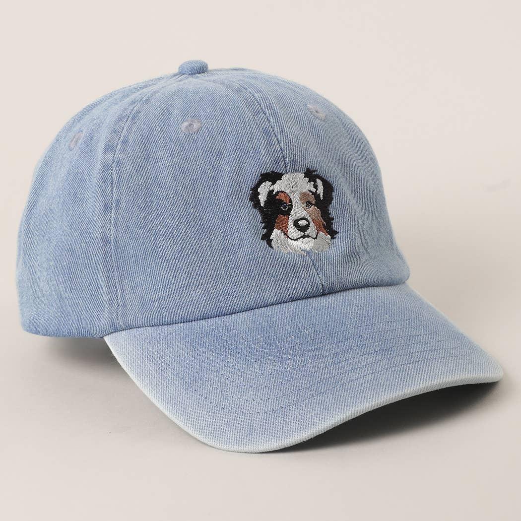 Australian Shepherd Embroidered Denim Baseball Cap