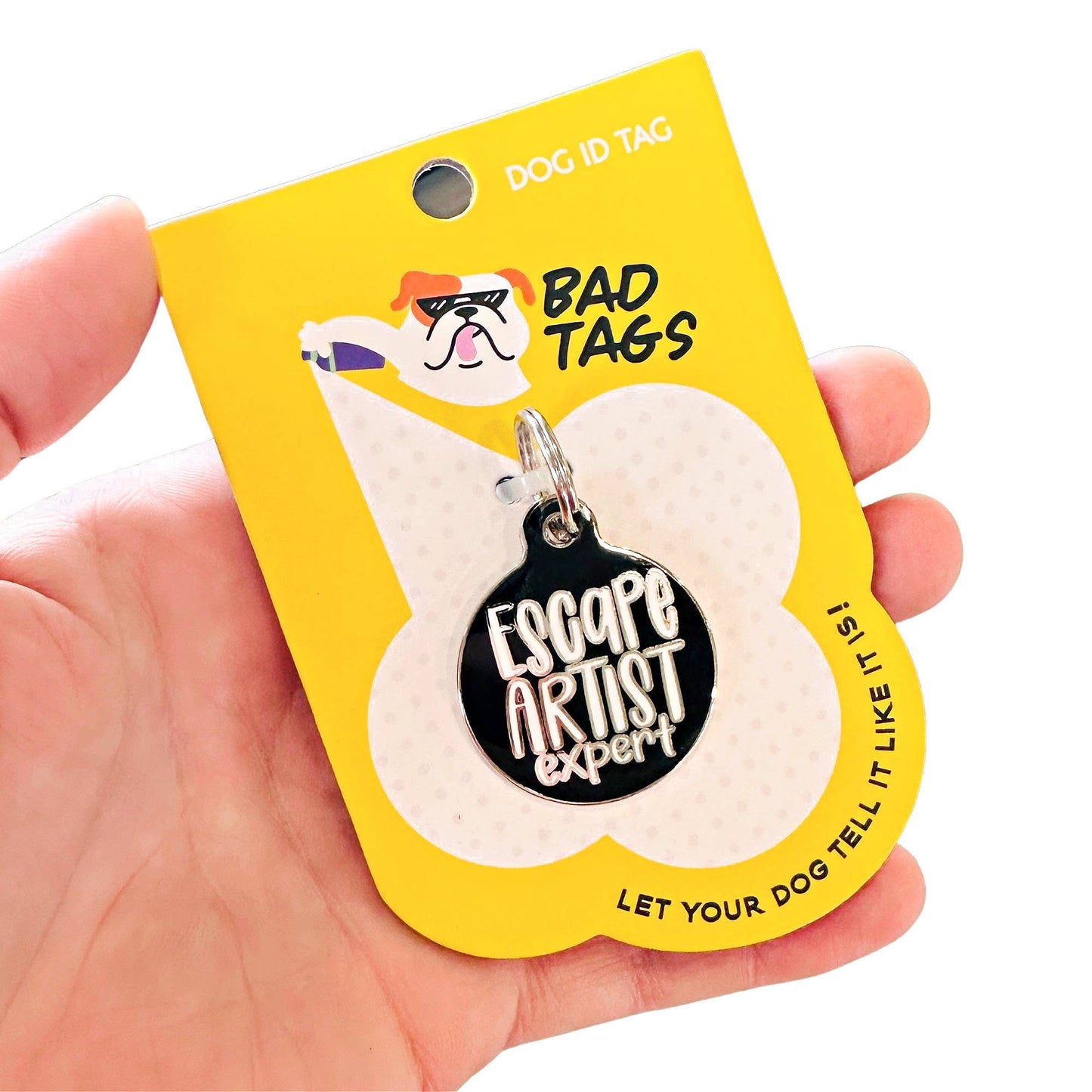 Dog Tag Collar Charm - Escape Artist Expert - QR Code