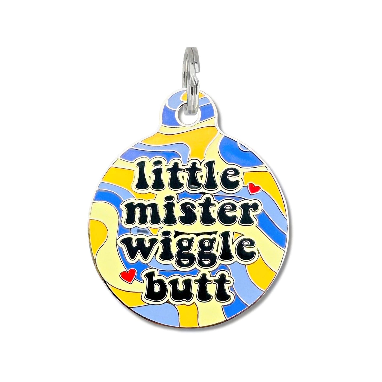 Dog Tag Collar Charm - Little Mister Wiggle Butt - QR Code